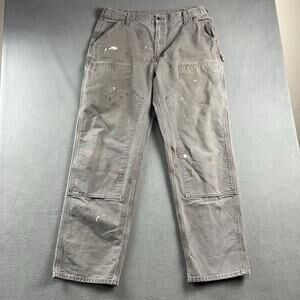Carhartt Pants Mens 38X34 Gray Double Knee Dungaree Grunge Outdoor Workwear